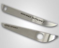 2010-2013 Corvette C6 Door Guards With Grand Sport Inlay 2pc - Brushed Stainless, Choose Color 