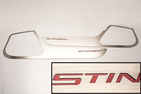 2014-2019 C7 Corvette Stingray Door Guards Kick Plates w/Carbon Inlay