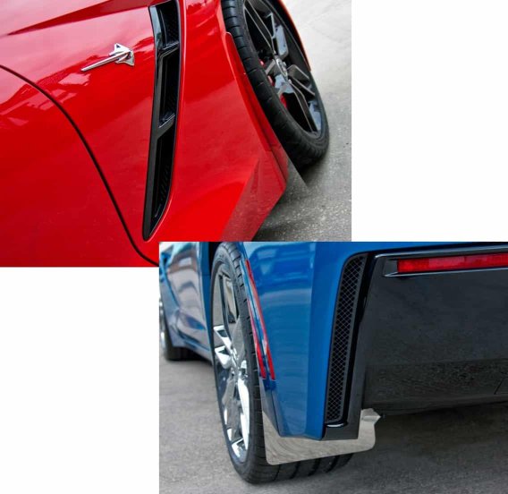 2014-2019 C7 Corvette Stainless/Carbon Fiber Wrap Splash Guards 4pc Kit