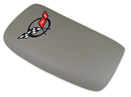 1997-2004 C5 Corvette Embroidered Console Lid Gray with Black Logo