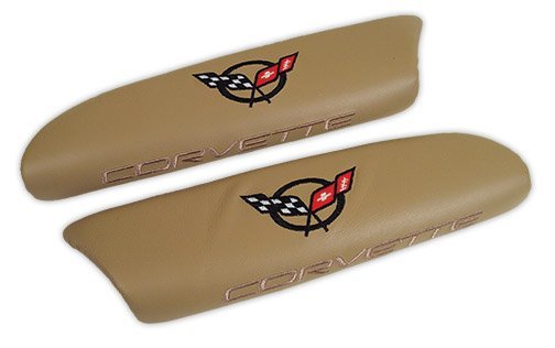 1997-2004 C5 Corvette Leather Armrest Pads With C5 Logo Oak