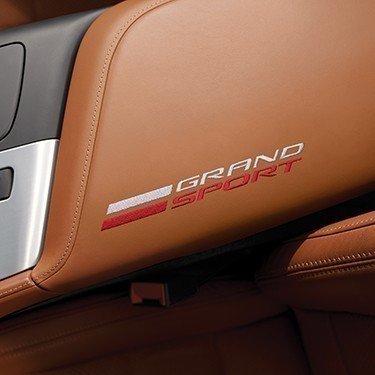 C7 Corvette GM Kalahari Leather Embroidered Grand Sport Logo Console Lid