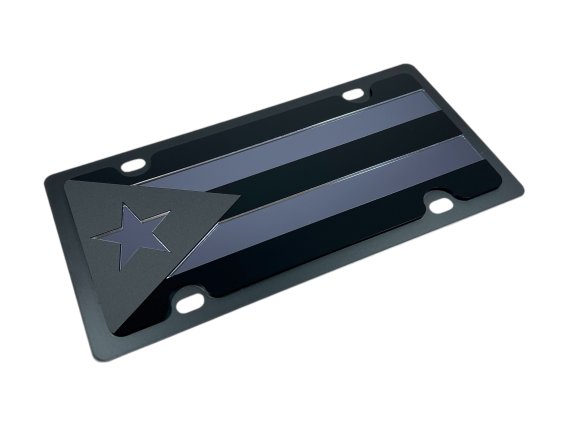 Puerto Rico Flag Blacked Out Carbon Steel License Plate Eurosport Daytona