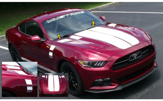 2015-2017 Mustang Dual Hood Stripes Solid Style with Faders
