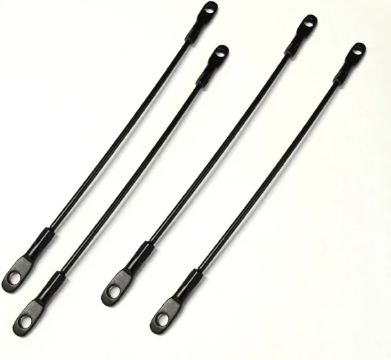 A12 Road Runner Super Bee Hood Black Pin Lanyard Cable set of 4 For Mopar 1969