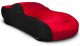 Dodge Challenger Hellcat 2 Tone Satin Stretch Car Cover Black and Red