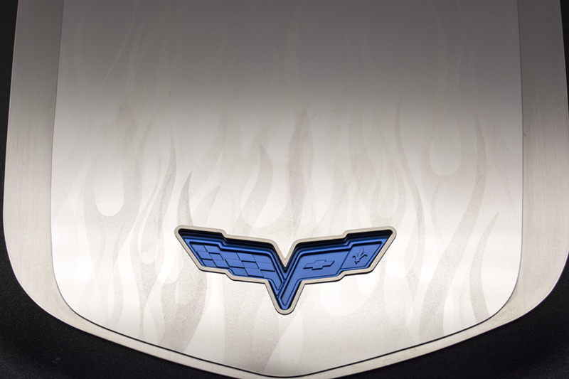 2009-2013 Corvette ZR1 Flame Etched Engine Shroud Cover 2Pc