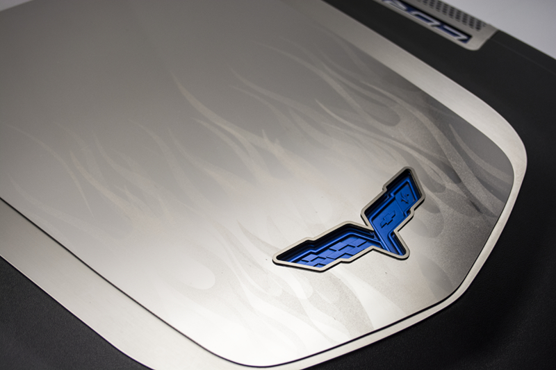 2009-2013 Corvette ZR1 Flame Etched Engine Shroud Cover 2Pc