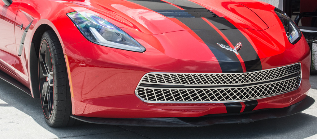 C7 Corvette Stingray - 3Pc Polished Front Grille Expanded Diamond Pattern w/Brushed Trim