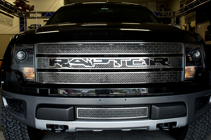 2010-2014 Ford Raptor - Laser Mesh Grille with Black Stainless Raptor Logo