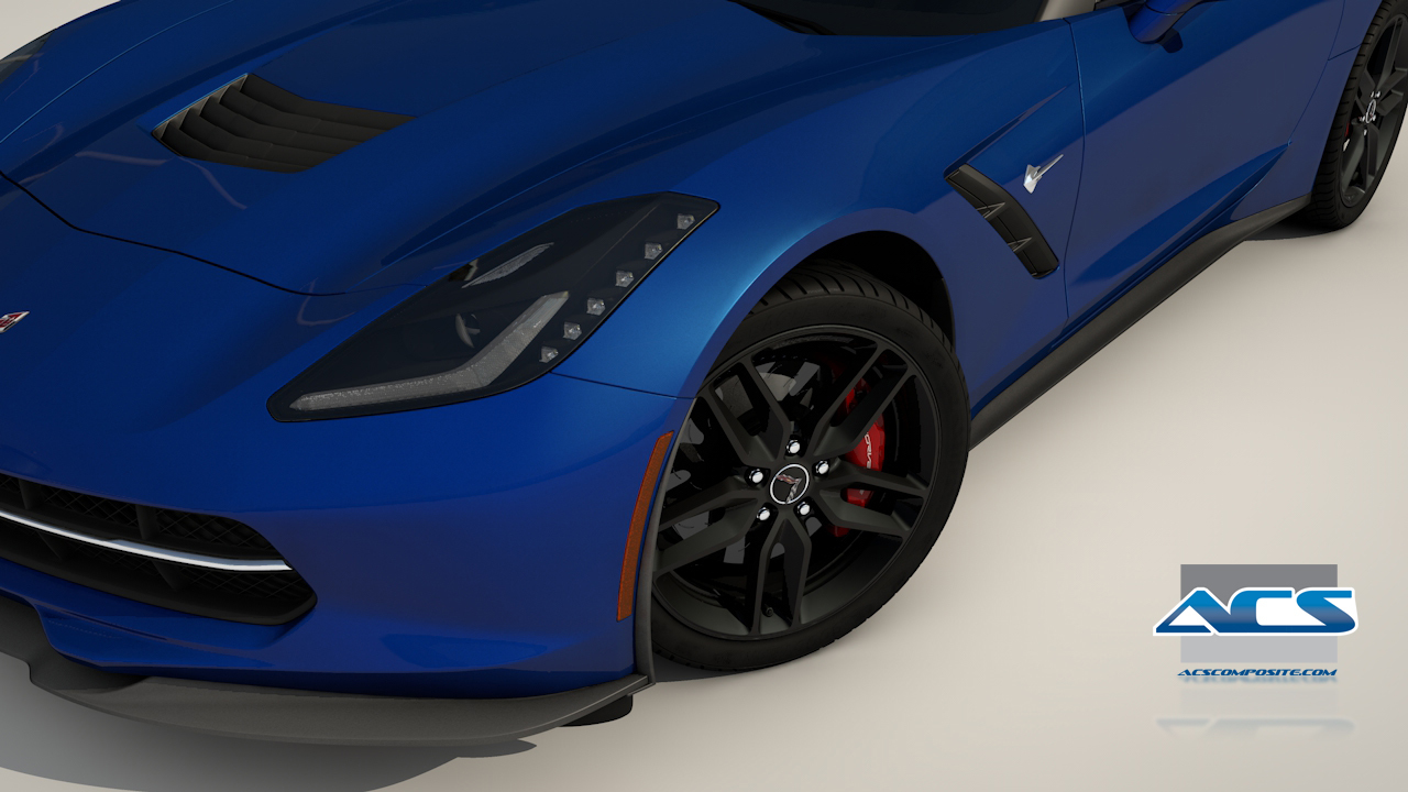 C7 Corvette Front Wheel Deflectors w/ACS Splitter
