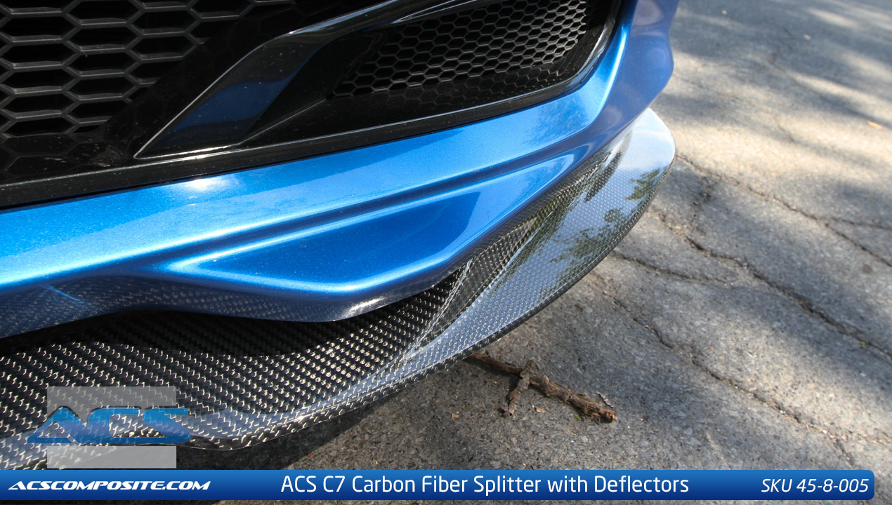 C7 Corvette 2014-2018 ACS Front Splitter with Deflectors True Carbon Fiber