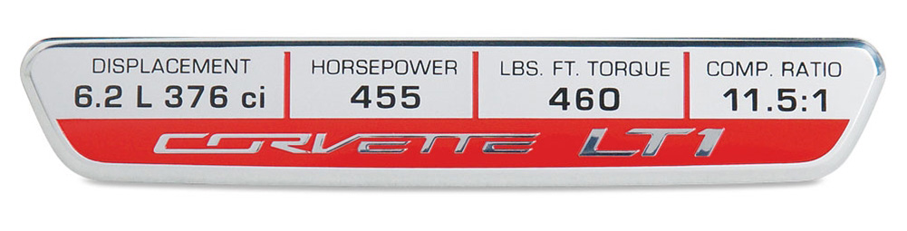 C7 Corvette LT1 Performance Logo Interior Dash Trim Badge