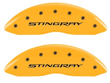 C7 Corvette Caliper Covers with STINGRAY Logo Yellow Powder Coat