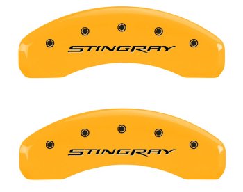 C7 Corvette Caliper Covers with STINGRAY Logo Yellow Powder Coat