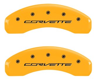 C7 Corvette Caliper Covers with Corvette Logo Yellow Powder Coat (Non Z51)