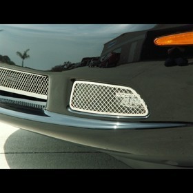 C6 Corvette  2-pc Polished Stainless Diamond Laser Cut Mesh Driving Light Covers