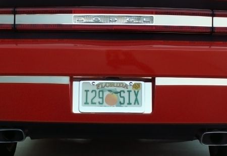 Polished Rear Tag Plate on Dodge Challenger 152009
