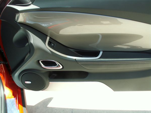 Brushed Stainless Steel Door Pull Trim on Camaro