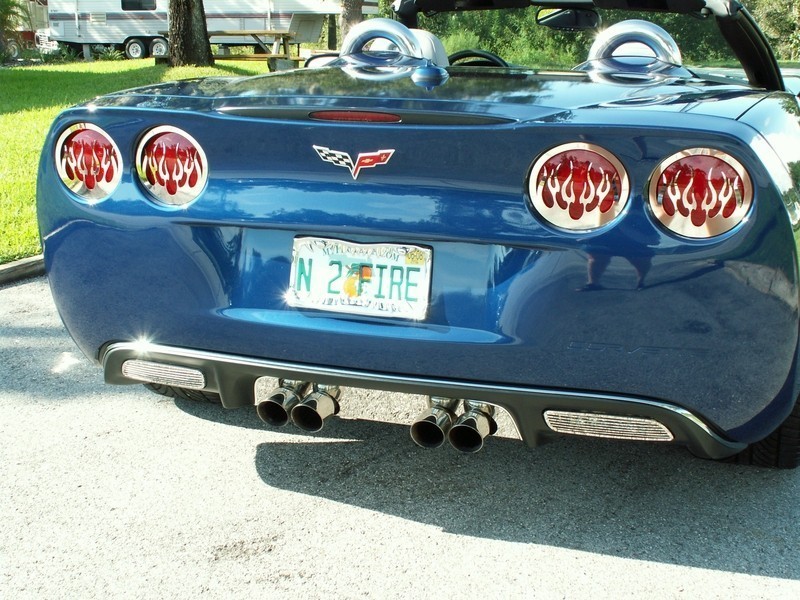 C6 Corvette 4-pc Polished Stainless Flame Style Taillight Covers