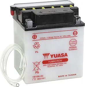 Yuasa Battery YB10A-YB-M2210Y Conventional 12V Battery (Acid Not Included)