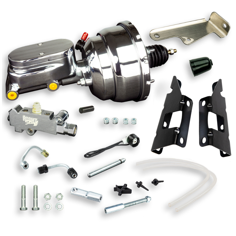1973-1987 Chevrolet Truck Power Brake Booster with Master Cylinder by The Right Stuff, Chrome Fin...