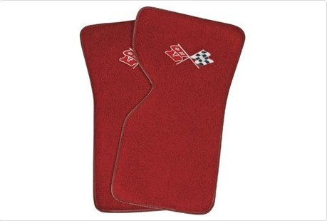 1977 C3 Corvette Floor Mats with Logo Embroidered Cross Flags