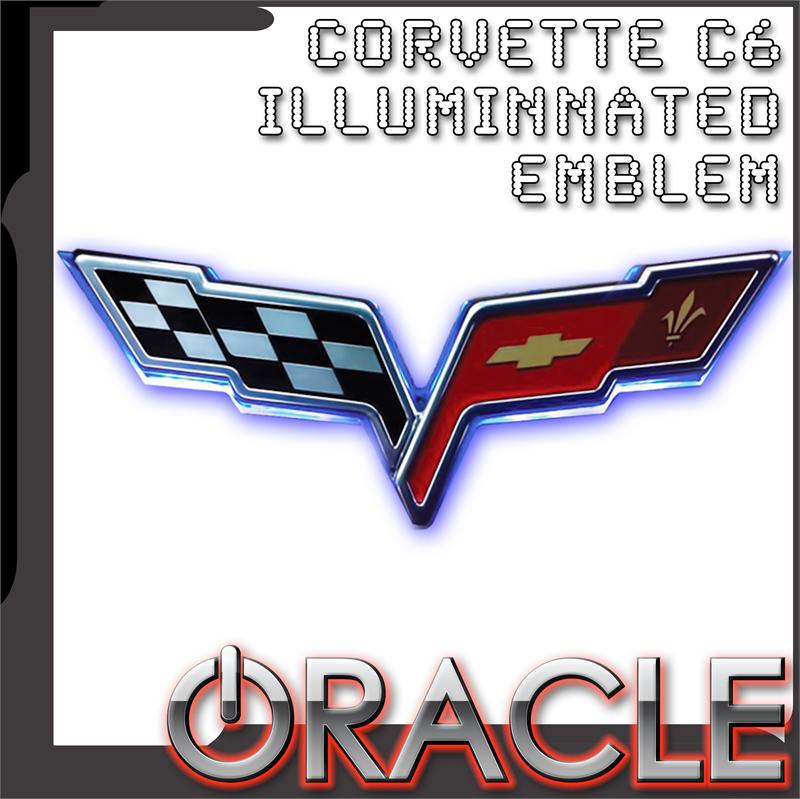 C6 Corvette Illuminated Lighted Crossed flag Emblem