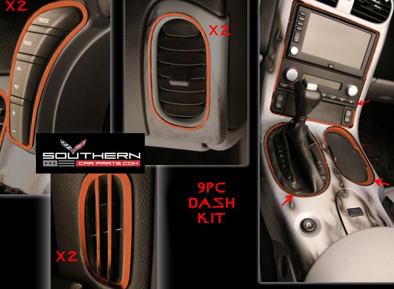 C6 Corvette Custom painted interior dash trim kit 9pc