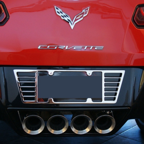 C7 Corvette Louvered Rear License Plate Frame Billet