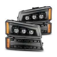 2003-2006 Silverado 1500/2500/3500 Avalanche AlphaRex Nova LED Projector Headlights Alpha-Black