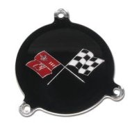 1965-1966 C2 Corvette Hubcap Spinner Emblem With Black Upper Left Hand Flag