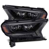 2019-2022 Ford Ranger AlphaRex Luxx-Series LED Projector Headlights Plank Style Black with Sequen...