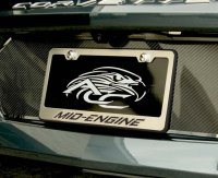 2020-2025 Corvette C8 License Plate Frame Mid-Engine Black Base - Brushed Stainless, Choose Color...