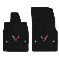 2020-2023 Corvette C8 Lloyd Embroidered Front Floor Mats - Silver Flags