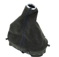 1997-2004 C5 Corvette Leather Shift Boot - Manual - Charcoal W/Red Stitching