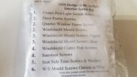 1950 Dodge 2 Door Sedan Vans Auto Interior Screw Kit