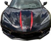 2020-2023 C8 Corvette Hood Stripes Decal - Pair Gloss Carbon Flash No Cutout - Solid Stripes