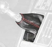 1968-1976 C3 Corvette Leather Shift Boot - Manual - Black W/Red Stitching
