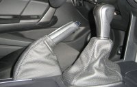 2005-2013 C6 Corvette Perforated Leather Shift Boot - Auto - Black W/Silver Stitch
