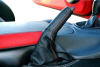 1997-2004 C5 Corvette Leather Emergency Brake Boot - Black W/Red Stitch