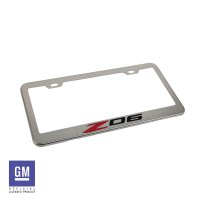 2020-2025 C8 Corvette License Plate Frame Polished Stainless Steel W/Red & Black Z06 Logo