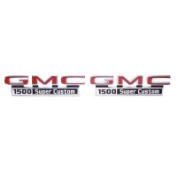 1971-1972 GMC Truck Front Fender Emblem, "GMC 1500 Super Custom", Sold as a Pair