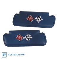 1971-1972 C3 Corvette Sunvisors Royal Blue Madrid Embroidered W/Logo