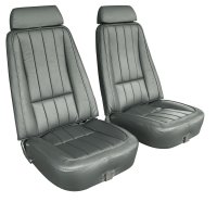 1969 C3 Corvette Mounted Seats Gunmetal 100% Leather Without Headrest Bracket