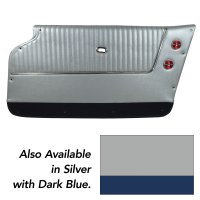 1964 C2 Corvette Door Panels Leather Silver W/Dk Blue Carpet - Conv - W/Trim