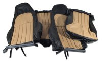 1997-2004 C5 Corvette 100% Leather Standard Seat Covers - Black & Oak