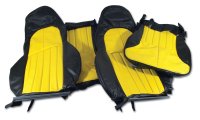 1997-2004 C5 Corvette 100% Leather Standard Seat Covers - Black & Yellow