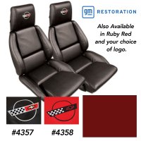 1993 C4 Corvette OE Style Embroidered Sport Leather Seat Covers - Ruby Red