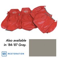1984-1987 C4 Corvette OE Style Embroidered Standard Leather Seat Covers W/Non-Perf Inserts - Gray